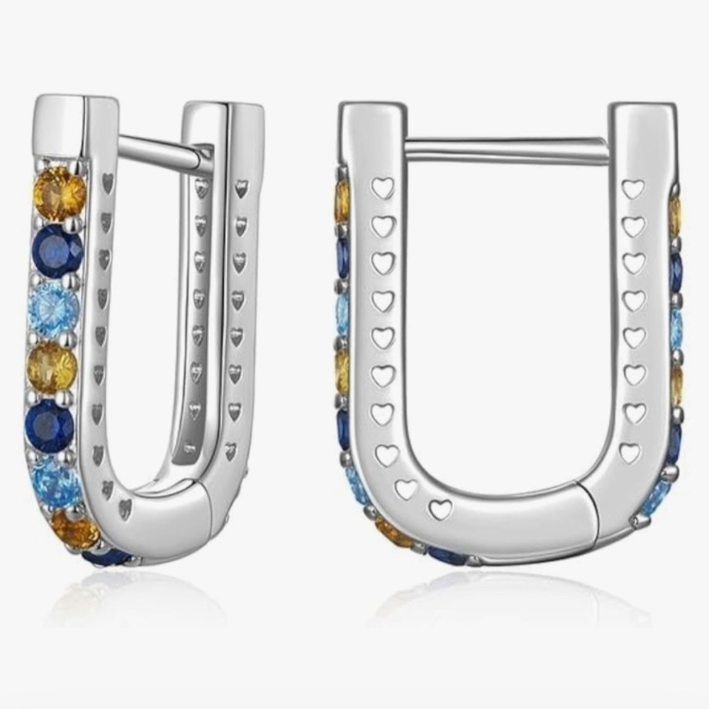 NEW multi color CZ silver earrings.